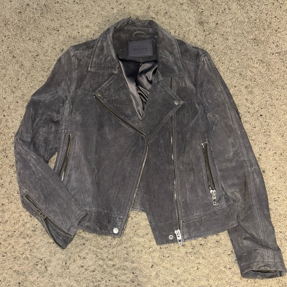 Grey suede leather jacket
